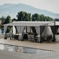 thumbnail image 6 of ASJMR 10x24FT Wall Mounted Gazebo with Polycarbonate Roof,Metal Frame Lean to Gazebo with Double Curtains for Garden Lawn Backyard Deck,Gray, 6 of 7