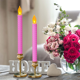 thumbnail image 3 of Velas electrónicas LED con luz intermitente amarilla larga, vela de poste largo con simulación de luz, luces decorativas para cumpleaños y bodas, color rosa, 3 of 8