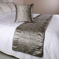 thumbnail image 4 of Designer Silver Full 68 x 18 inch Bed Runner without Pillow Cover, Satin Quilted Bed Scarf, Abstract Modern - Silver Soft, 4 of 5