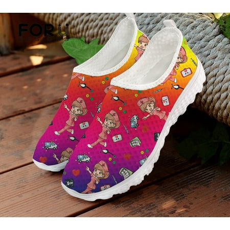 

FORUDESIGNS Women Shoes Flats Casual Sneakers Summer Air Mesh Ladies Nurse Gradient Style Female Slip-on Loafers Shoes Woman