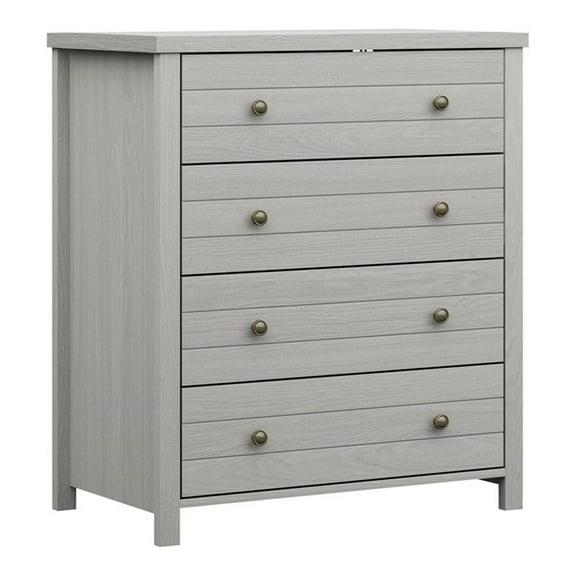 Pemberly Row 4-Drawer Farmhouse Wood Bedroom/Livingroom Chest in Gray
