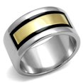 thumbnail image 1 of Men Two-Tone IP Gold Stainless Steel Ring with Epoxy in Jet - Size 9, 1 of 1