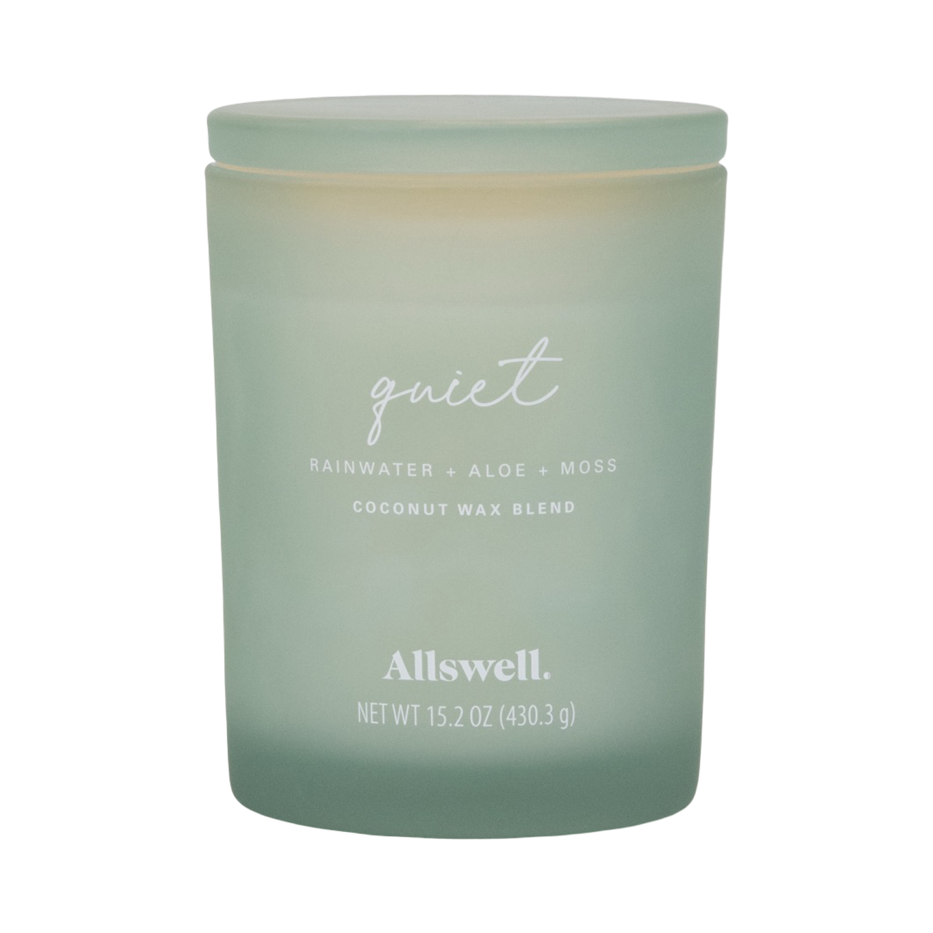 Allswell Quiet (Rainwater + Aloe + Moss) Scented 2-Wick Spa Jar Candle 15.2oz.
