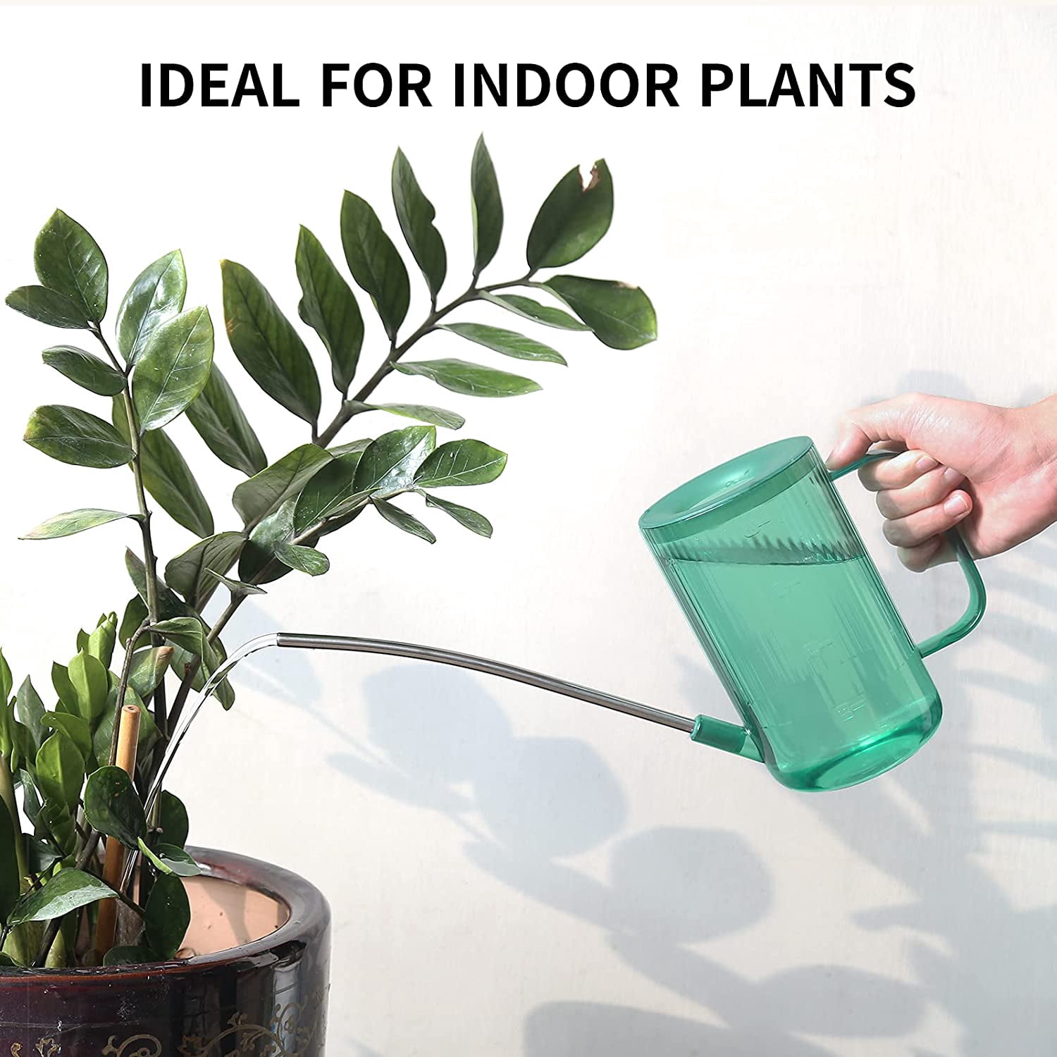 Watering Can Indoor Plants - Plant 34 OZ, Long Spout Small for House Garden Potted Flowers with Spray Bottle, Squeeze Bottle Green