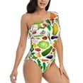 thumbnail image 3 of Easygdp Vegetables2 Women's One Shoulder Ruffle Monokini Bathing Suits with Removable Chest Pad, Quick Drying - XX-Large, 3 of 8