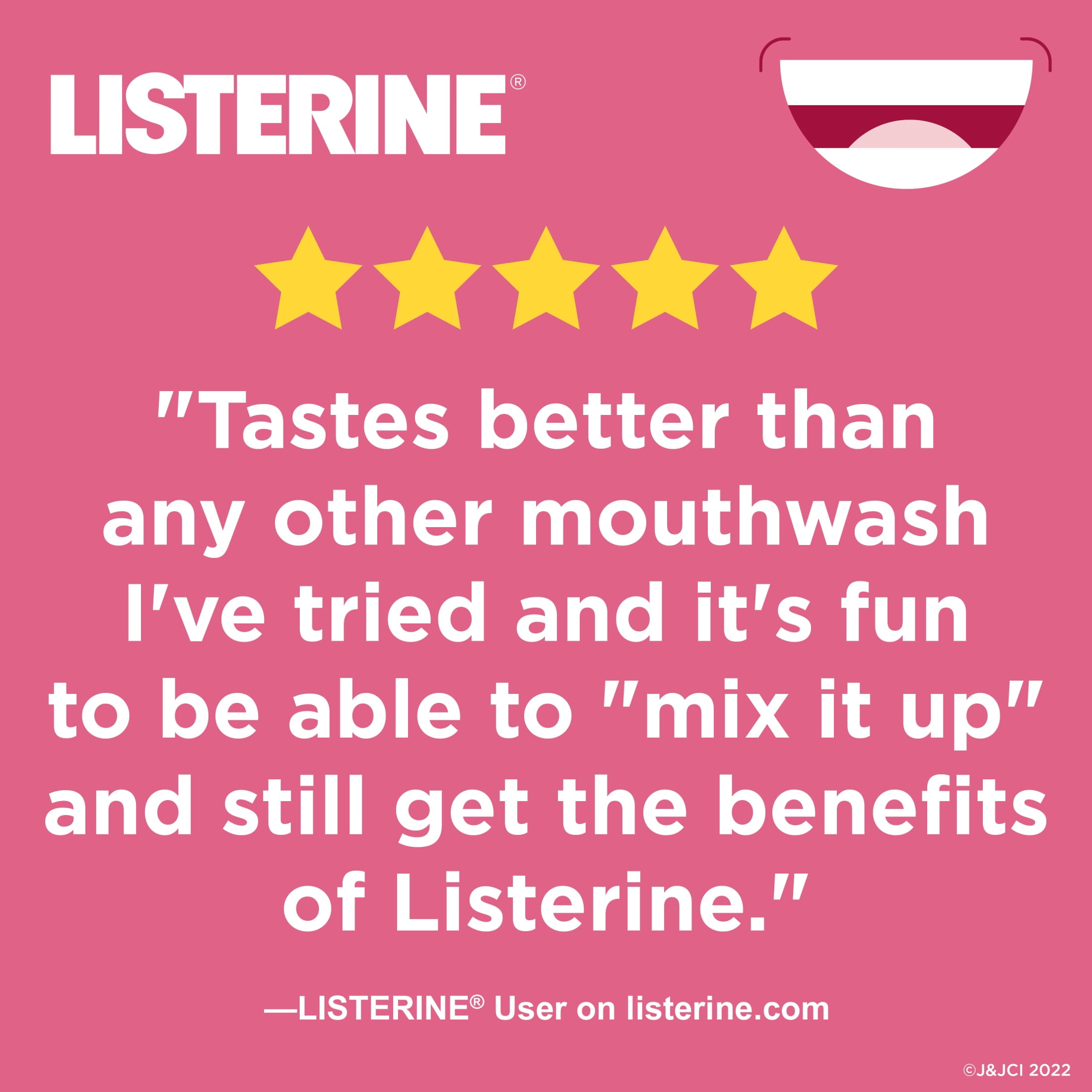 Listerine Zero Alcohol Mouthwash, Grapefruit Rose Flavor, 500 mL