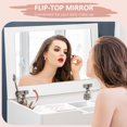 thumbnail image 3 of Ensemble de Coiffeuse Blanche avec Miroir Rabattable et Tabouret - Table de Maquillage / Rangement et Organisation de Chambre - 23,6 Pouces x 15,7 Pouces x 44,9 Pouces, 3 of 7