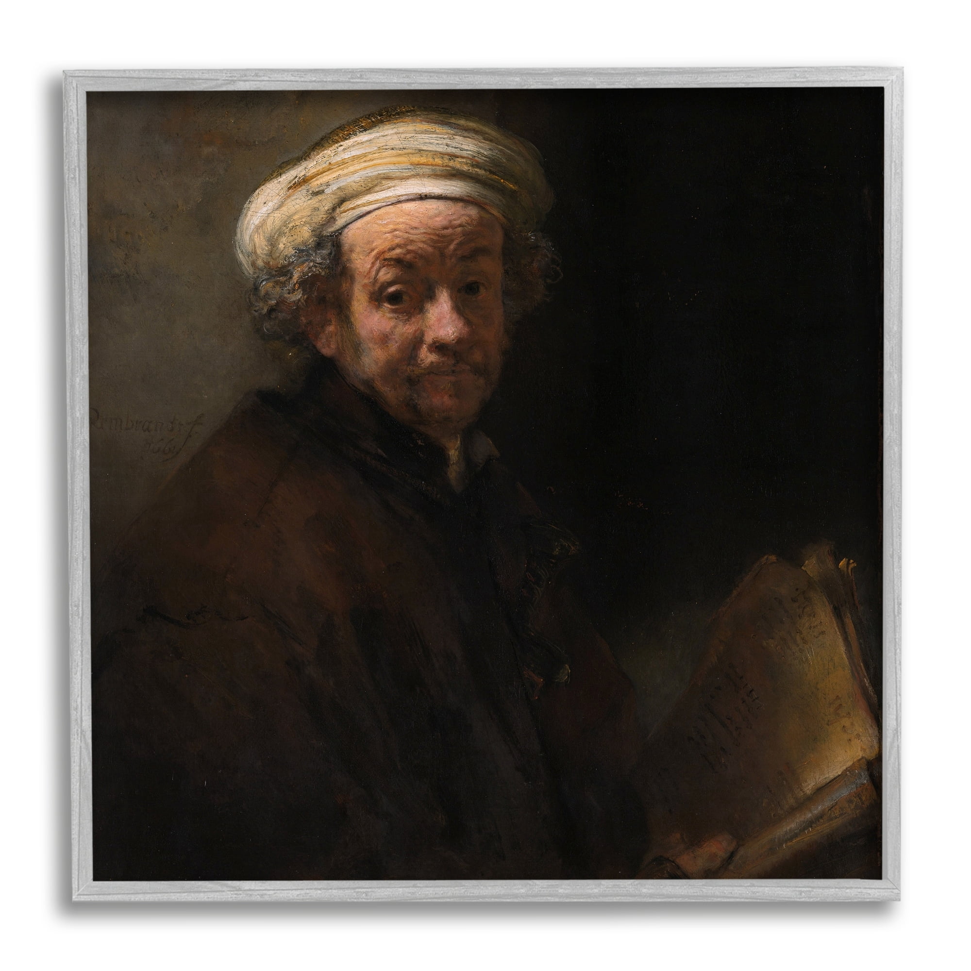 Stupell Industries Self Portrait as the Apostle Paul Classic Rembrandt Painting Painting Gray Framed Art Print Wall Art, Design by one1000paintings