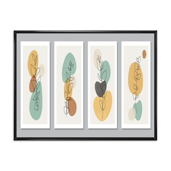 Designart 'Compostion Minimalistic of Organic Shapes III' Modern Framed Canvas Wall Art Print