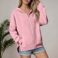 thumbnail image 2 of DHFJKG Hoodies For Women Solid Color Casual Long Sleeve Hooded Zipper Jacket Raglan Sleeve Lightweight Outwear Spring Stylish Outerwear, 2 of 5