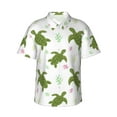 thumbnail image 4 of Wukai Cute Turtle Men's Hawaiian Shirt Short Sleeve Casual Button Down Summer Beach Aloha Shirt Tropical Print Holiday Party, 4 of 8