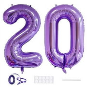 Xihuimay Number 20 Balloons 40 inch Digital Balloon Alphabet 20 Birthday Balloons Digit 20 Helium Balloons Big Balloons for Birthday Party Supplies Wedding Bachelorette Bridal Shower, Purple Number 20