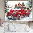 thumbnail image 3 of Red Truck Tapestry,Winter Snowy Forest Tapestries,Funny Dogs Farm Barn Vintage Rustic Wall Hanging for Bedroom Living Room Dorm,50X60Inches, 3 of 7