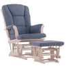 Stork Craft Tuscany Glider & Ottoman-Color:White Finish/ Blue Cushions