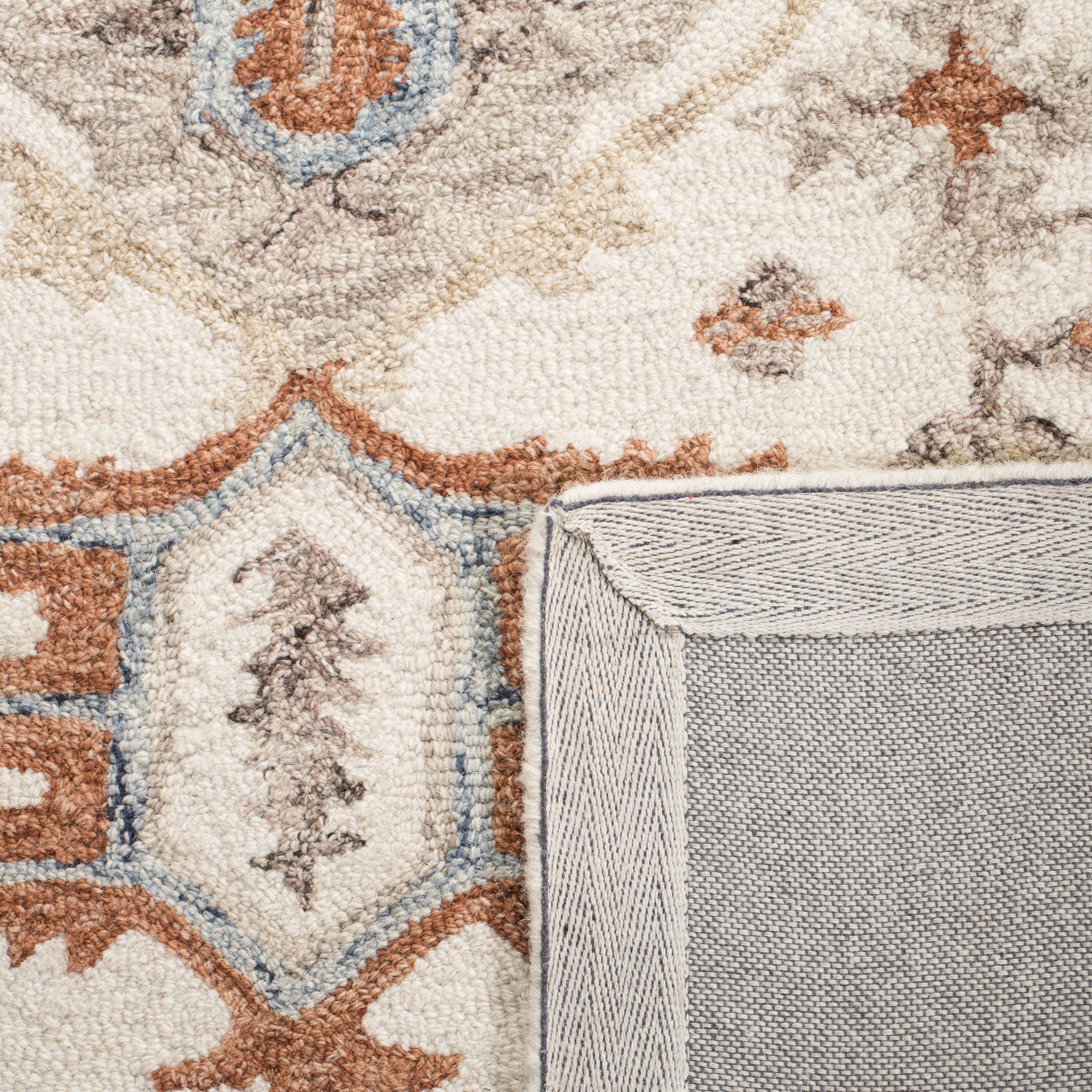 SAFAVIEH Micro-Loop Hypatia Traditional Wool Area Rug, Ivory/Rust, 5' x 8'