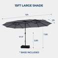 thumbnail image 5 of 15ft Patio Umbrella with Base,Double Sided Outdoor Large Rectangular Patio Umbrella with Crank Handle, for Lawn Garden,Home,Outdoor Activities, 5 of 8