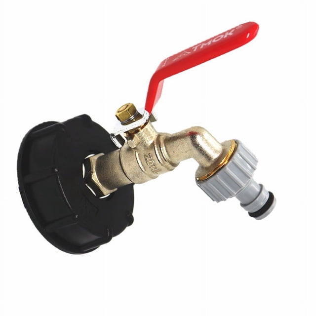 Robinet de Réservoir 1000L Robinet de Récolte d'Eau de Pluie, Adaptateur de Réservoir d'Eau 1/2 Pouces IBC Double
