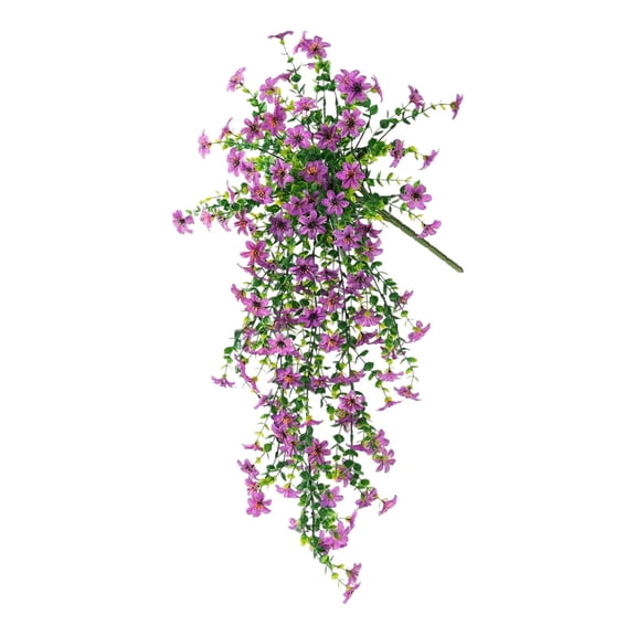 Artificial Hanging Flowers Plants for Outdoor Spring Decor, Realistic Bloom with Leaves for Home Indoor Planter, Porch Patio Balcony Yard Decoration, 1 Artificial Eucalyptus Violet Wall Hanging