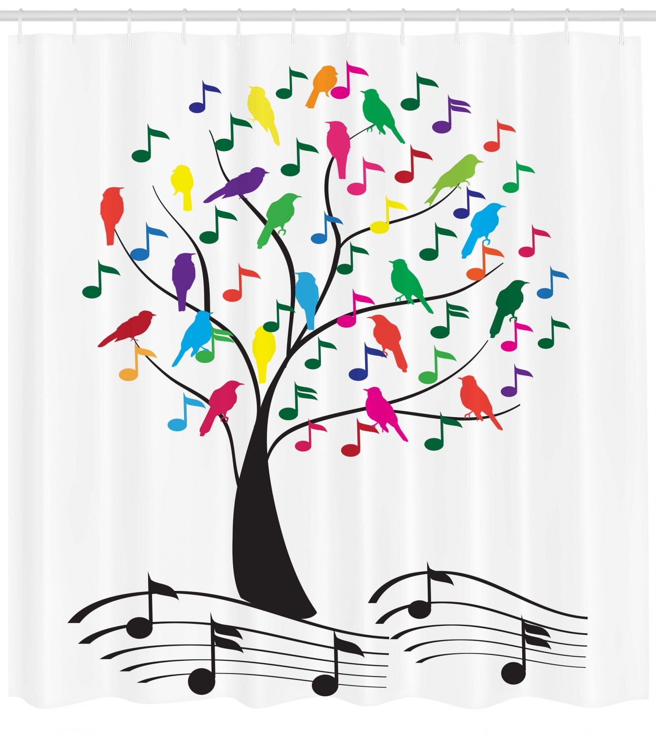 Details about   Music Shower Curtain Musical Note Black Theme Print for Bathroom