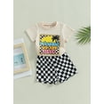thumbnail image 5 of nvzhuang Baby Boys Shorts Set, Short Sleeve T-shirt with Elastic Waist Plaid Shorts Summer Outfit, 5 of 9