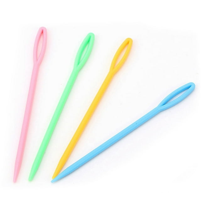 100pcs Hand Sewing Yarn Darning Tapestry Needles Plastic Knitting Kids Weave Education Needles Random Color,L