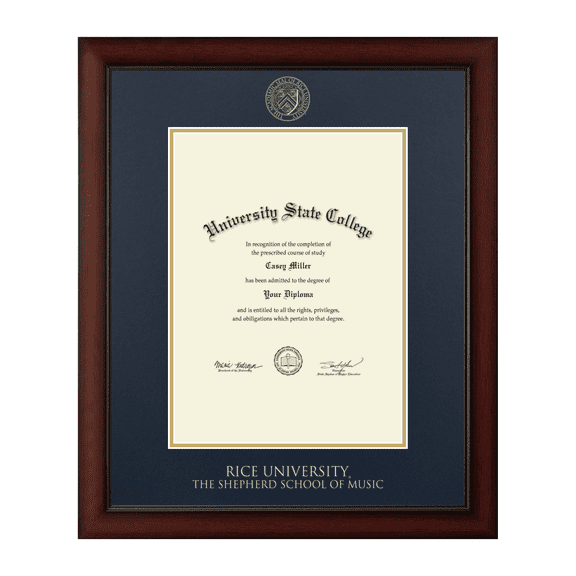 Rice University The Shepherd School of Music Diploma Frame, Document Size 17" x 23"