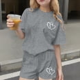 thumbnail image 2 of Ensemble Deux Pièces pour Filles, Haut à Manches Courtes et Short, Col Rond, Tenue d'Été Décontractée avec Petits Imprimés, 2 of 8