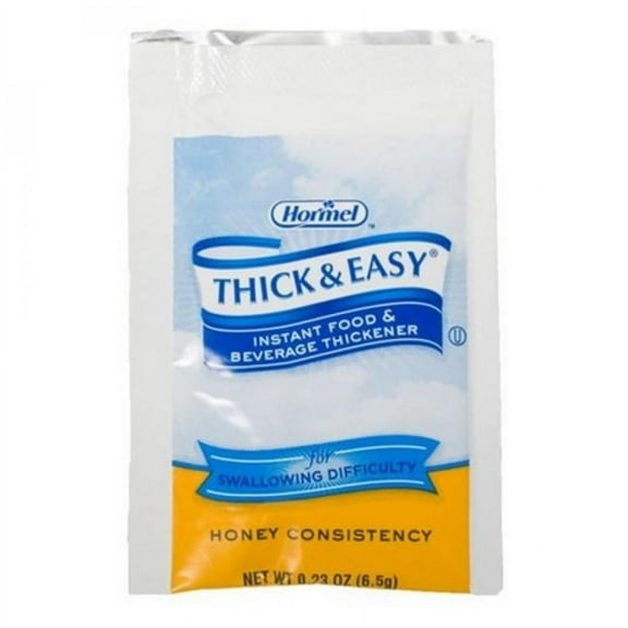 Thick & Easy Instant Food and Beverage Thickener, Powder, Unflavored, Honey Consistency, 6.5 gram Individual Packet, 100 Count