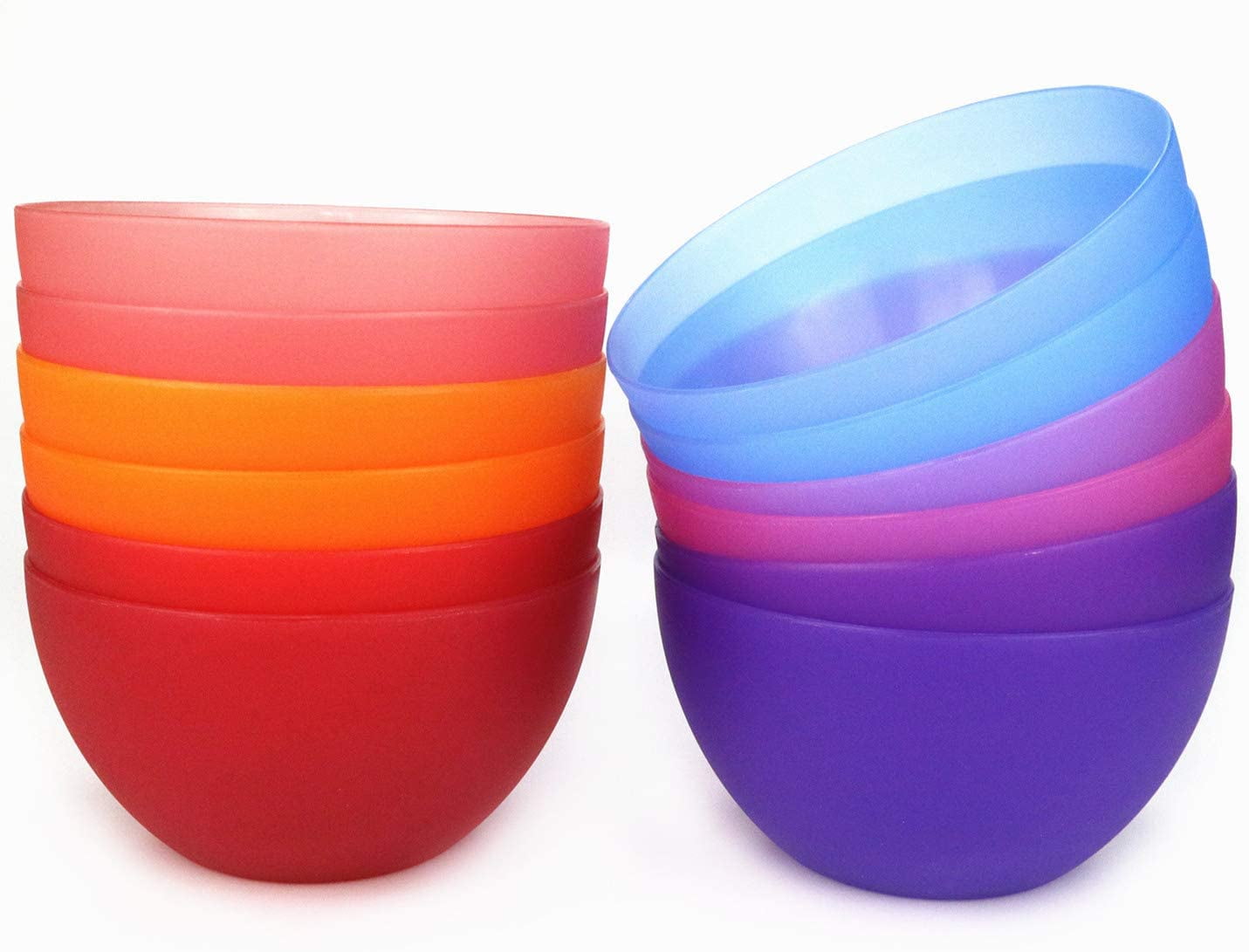 Plastic Bowls set of 12 Unbreakable and Reusable 32oz/6 inch Plastic Cereal/Soup/Salad Bowls