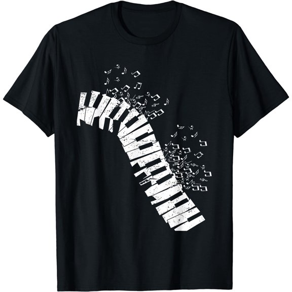 Music Notes Classical Music Instrument Piano T-Shirt Black Small