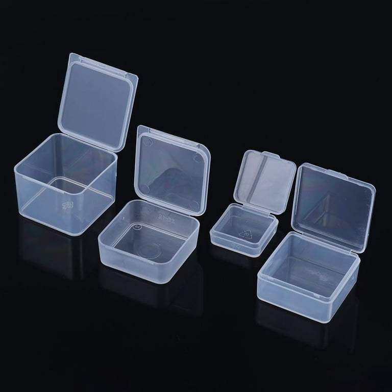 CRASPIRE 1 Set 18 PACK Square Mini Clear Plastic Bead Storage Containers Box  Case with lid for Items,Pills,Herbs,Tiny Bead,Jewerlry Findings, and Other  Small Items