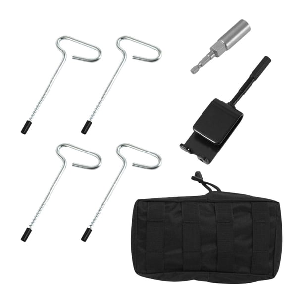 Adaptador de taladro de hielo Herramienta de anclaje de pesca de hielo de metal para la costura de inserción de hielo 4 pequeñas púas de hielo