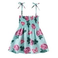 thumbnail image 4 of Robe Bébé Fille Été Imprimé Floral Robe à Bretelles Légère Décontractée avec Attaches Réglables pour Plage Robe Bébé Vert Clair 2 Ans-3 Ans, 4 of 4