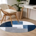 thumbnail image 5 of Blue Grey Round Living Room Rugs 3.3 ft, Abstract Graffiti Washable Area Rug with Non-Slip Sturdy Edge Binding Round Front Door Mat Floor Carpet for Entryway, 5 of 9
