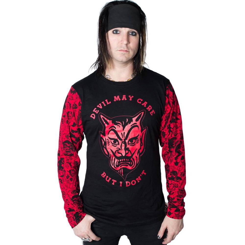 Men S Kreepsville 666 Devil Don T Care Longsleeve Top Red Walmart Com