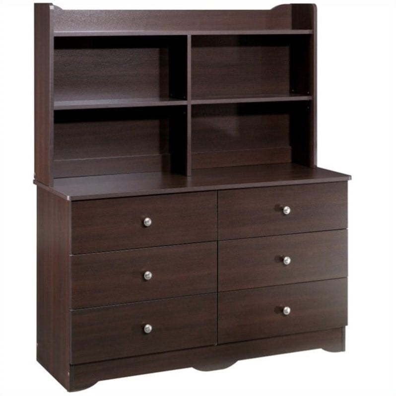 Nexera Pocono 6 Drawer Double Dresser with Hutch in ...