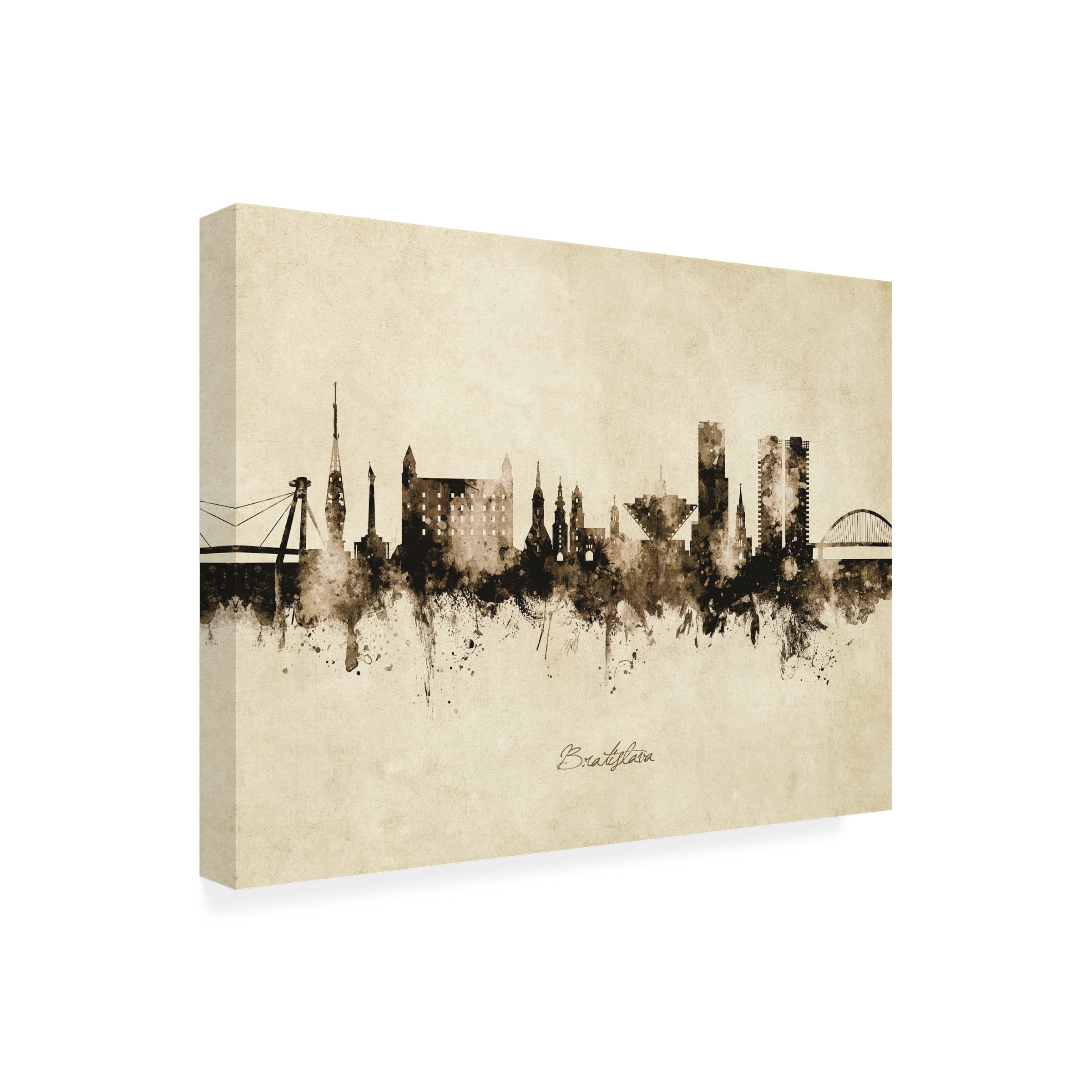 Michael Tompsett 'Bratislava Slovakia Skyline Vintage' Canvas Art