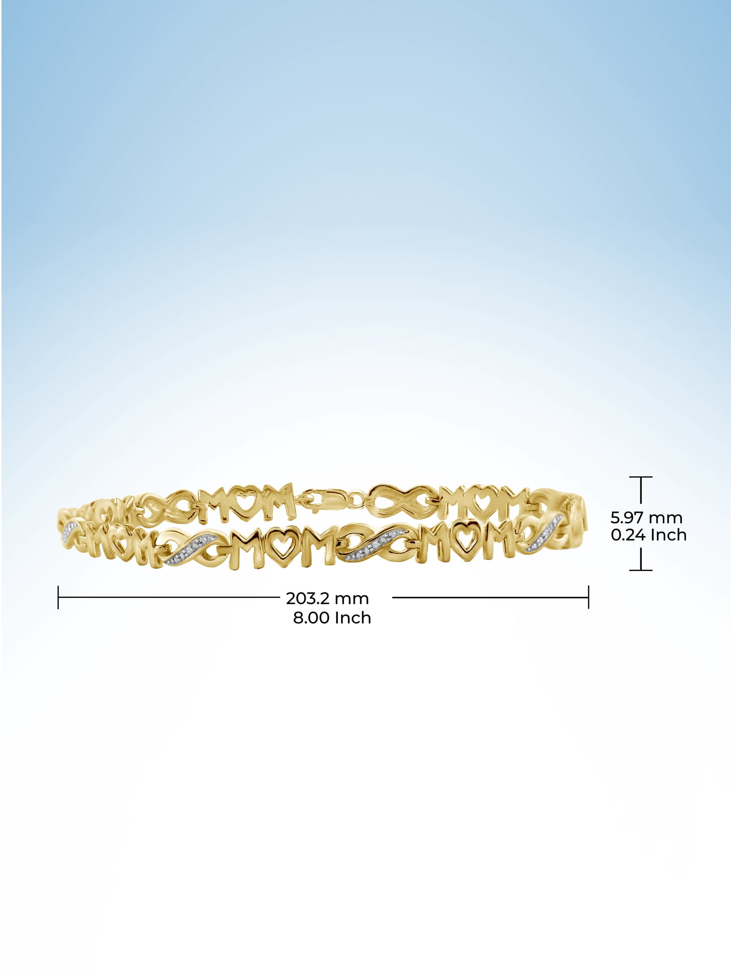 JewelersClub Mom Bracelets for Women – Beautiful 8” 14K Gold Plated Brass Bracelets for Women with Lobster Clasp & Infinity White Diamonds – Perfect Mothers Day Gifts