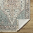 thumbnail image 5 of Hauteloom Bohdan Bohemian Hand Loomed Vintage Medallion Runner Rug - Oriental Fade Look Traditional Floral Carpet for Hallway, Kitchen - Tasseled - Teal, Aqua, Peach - 2'6" x 8', 5 of 6