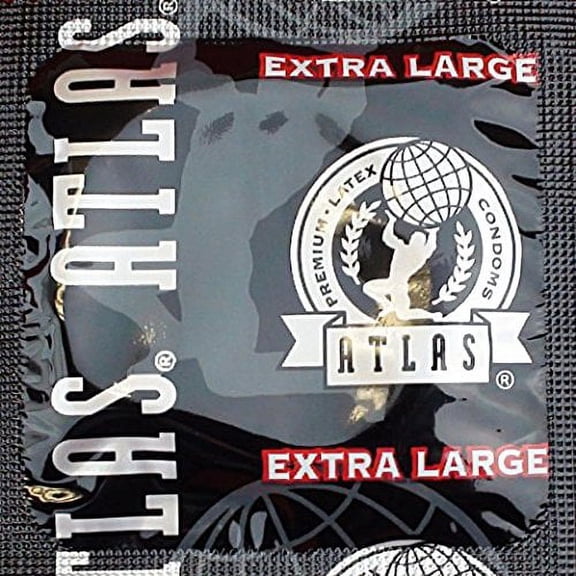 Atlas Extra Large   Silver Lunamax Pocket Case, Premium Lubricated Large Sized Latex Condoms-24 Count