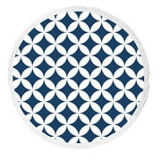 ABPHQTO Geometric Repeatable Blue White Circle Editable File Beach Towel Beach Blanket with Tassels Beach Throw Towel Yoga Mat Picnic Blanket