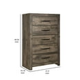 thumbnail image 3 of Benjara Ent 49 Inch Tall Dresser Chest, 5 Drawers with Black Handles, Greige Brown, 3 of 6