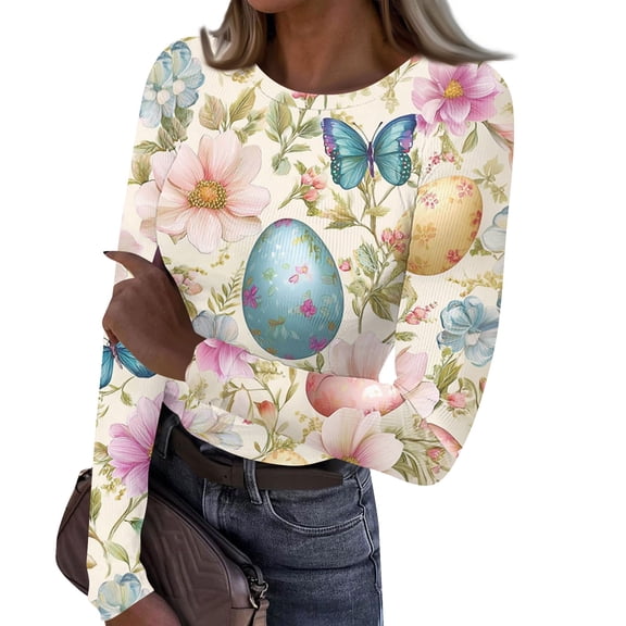 Long Sleeve Shirts for Women Crewneck Basic T-Shirts Casual Camouflage Slim Fit Stretch Women's Tops