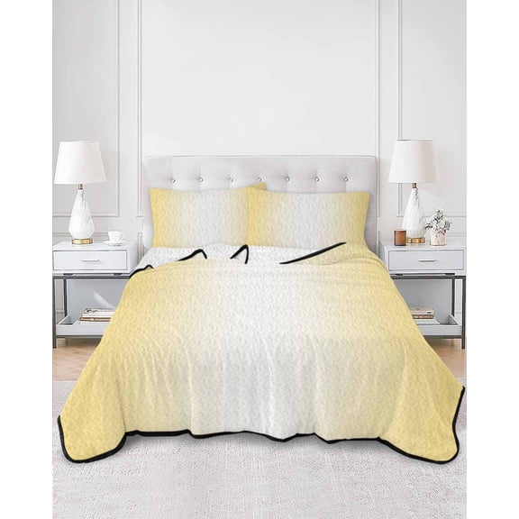 Quilts Twin Size, Yellow Ombre Soft Comforter Bedding Set for Bed, Modern Gradient Abstract Art Lightweight Quilted Bedspread with Pillow Cover(2 Pieces) for All Season, 68x86 Inch