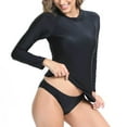 thumbnail image 2 of VBTAPA Women 2 Piece Long Sleeve Rash Guard Swimsuit Set UPF 50+ Swim Shirt with Bottom Bathing Suits Solid Beach Surf Swimwear Today's Sales Black M, 2 of 9
