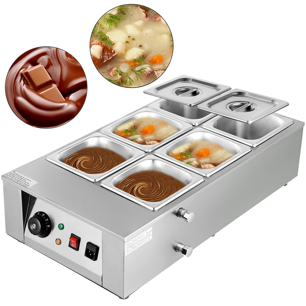 VEVOR 1000W Electric Chocolate Melting Pot Machine, 6 Tanks Commercial Electric Chocolate Heater