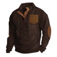 thumbnail image 2 of Gephdiin Long Sleeve Shirts for Men Men's T-Shirts Classic Long Sleeved Collar T Shirt Button Down Shirt Pocket T Shirt Mens Long Sleeve Tee Shirts Graphic Tees Men Corduroy Brown 3Xl, 2 of 9