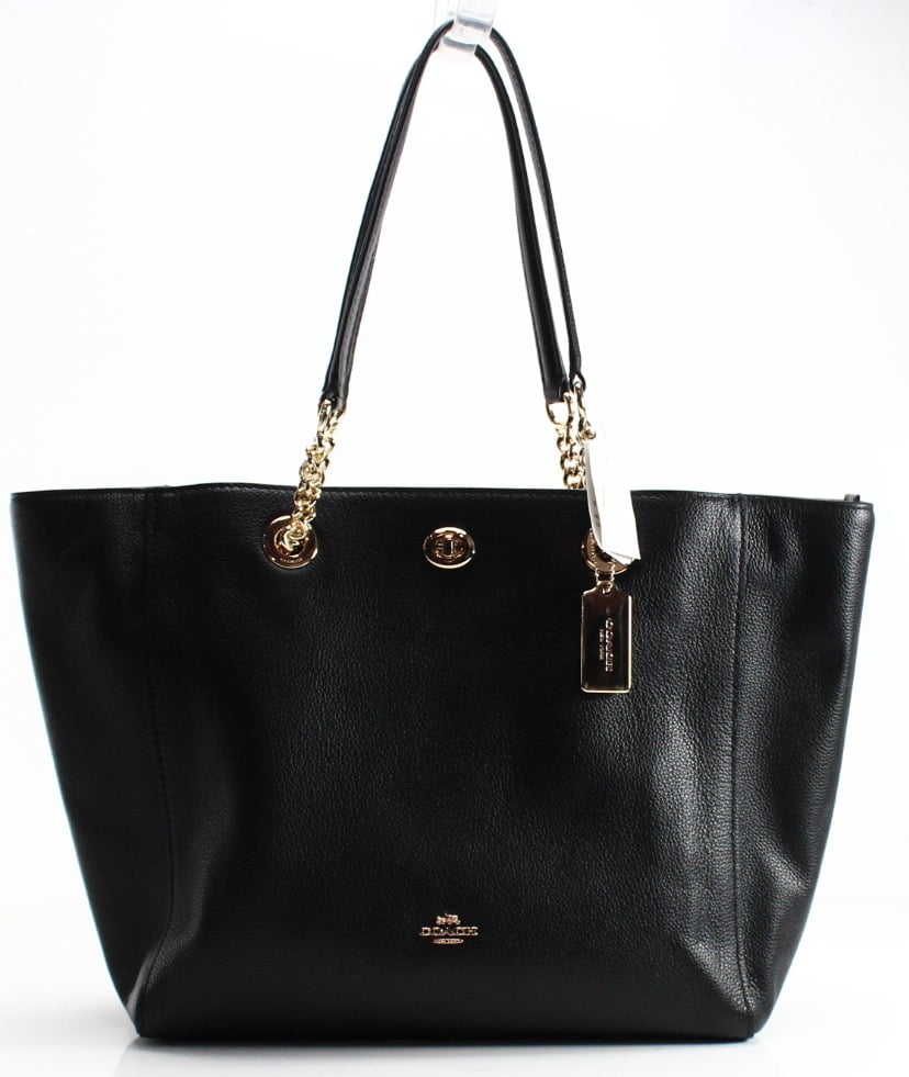 coach black bag with gold chain