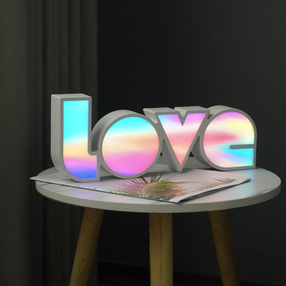 Creative LED Letter Light Nightlight Rainbow Color Light Up Love Sign Decor 