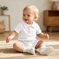 thumbnail image 5 of WERYOUNG Boys Summer Outfits Short Sleeve Ribbed Romper Bodysuit With Shorts Two Piece Gentleman Sets Leisure Lounging Trendy Clothes Sets 12-18 Months, 5 of 5